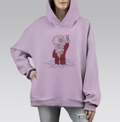 Дедушка Мороз, Hoodie Mono Fiolet, оверсайз, утепленная