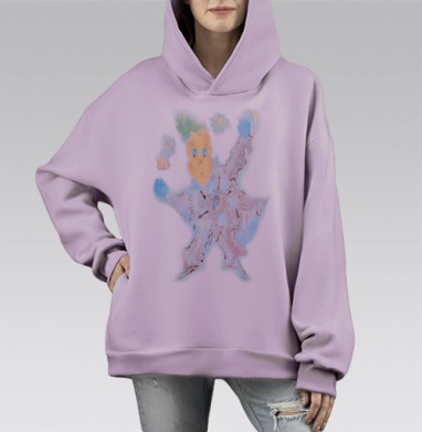 Делатель снега . Номер первый., Hoodie Mono Fiolet, оверсайз, утепленная