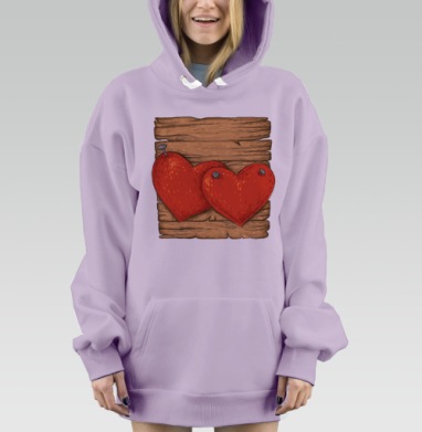 Деревянные сердца, закреплённые гвоздями, Hoodie Mjhigh Dig Mel, Fiolet, утепленная