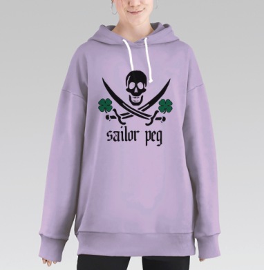 Дерзкая эмблема пирата Sailor Peg, Hoodie Long Oversize Fiolet
