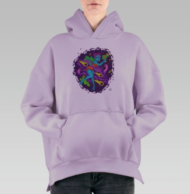 Детка, ты космос, Hoodie Oversize Fiolet, утепленная