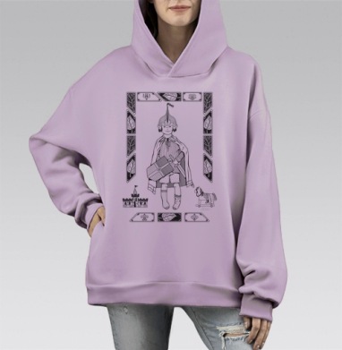 Детская иллюстрация «Маленький рыцарь в игре», Hoodie Mono Fiolet, оверсайз, утепленная