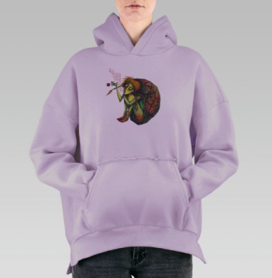 Девочка черепашка, Hoodie Oversize Fiolet, утепленная