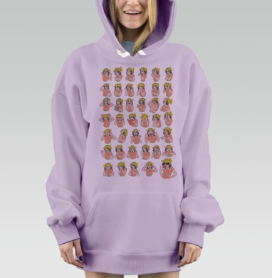 Девочка и рыбка, Hoodie Mjhigh Dig Mel, Fiolet, утепленная