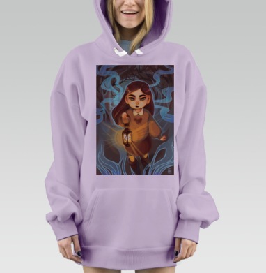 Девочка с фонариком, Hoodie Mjhigh Dig Mel, Fiolet, утепленная