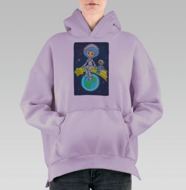 Девочка с Земли, Hoodie Oversize Fiolet, утепленная