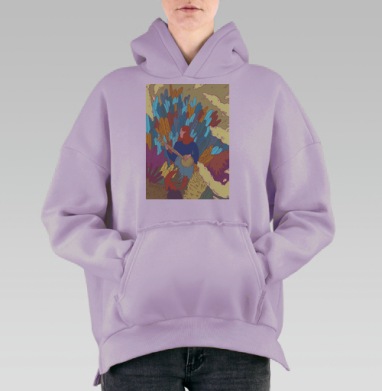 Девушка и укулеле, Hoodie Oversize Fiolet, утепленная