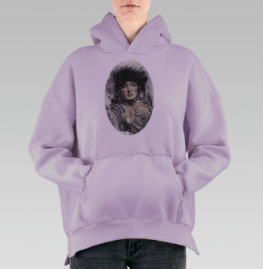 Девушка ретро, Hoodie Oversize Fiolet, утепленная