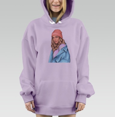 Девушка с голубыми глазами, Hoodie Mjhigh Dig Mel, Fiolet, утепленная