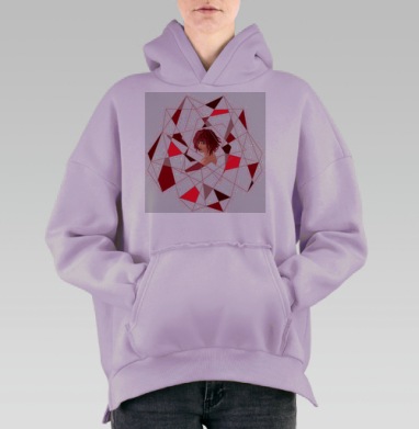 Девушка в абстракции, Hoodie Oversize Fiolet, утепленная