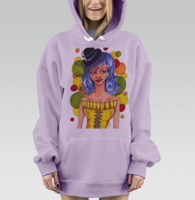 Девушка в цилиндре, Hoodie Mjhigh Dig Mel, Fiolet, утепленная