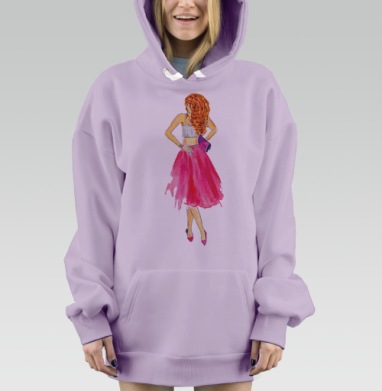 Девушка в розовой юбке, Hoodie Mjhigh Dig Mel, Fiolet, утепленная