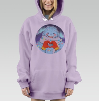 Добродушный снежный монстр с сердцем и гирляндой, Hoodie Mjhigh Dig Mel, Fiolet, утепленная