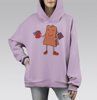 Добрый чай, Hoodie Mono Fiolet, оверсайз, утепленная