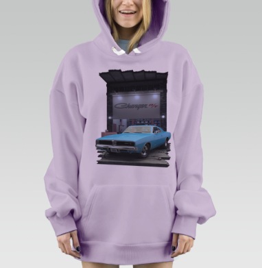 Dodge Charger R-T-SE Black / Додж Чарджер R-T-SE Черный, Hoodie Mjhigh Dig Mel, Fiolet, утепленная