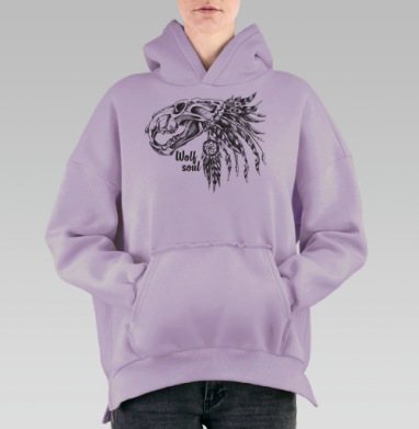 ДУХ ВОЛКА, Hoodie Oversize Fiolet, утепленная