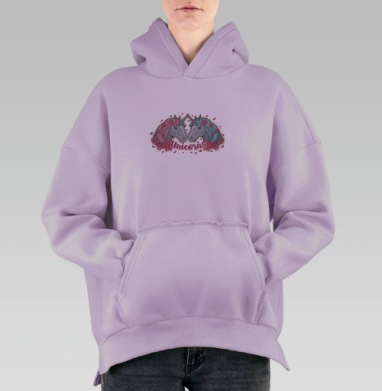 Два единорога, Hoodie Oversize Fiolet, утепленная