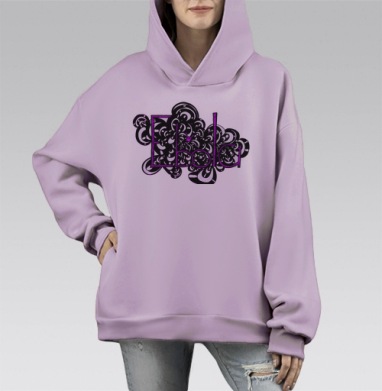 Эбола, Hoodie Mono Fiolet, оверсайз, утепленная