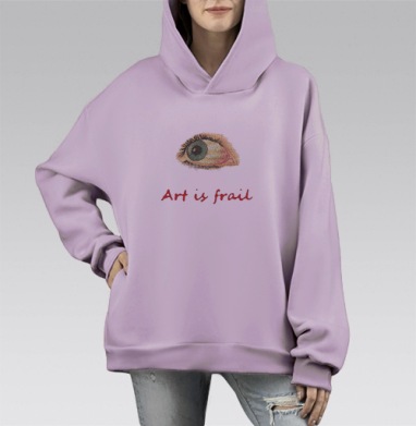 Экспрессионистический арт-принт «Art is frail», Hoodie Mono Fiolet, оверсайз, утепленная