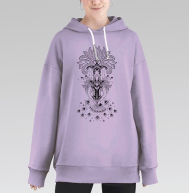 Элегантная женская фигура в стиле ар-деко, Hoodie Long Oversize Fiolet