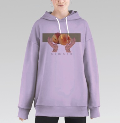 Элегантный минимализм: персики в анатомических руках, Hoodie Long Oversize Fiolet