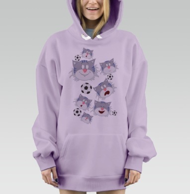 Эмоциональный кот, Hoodie Mjhigh Dig Mel, Fiolet, утепленная