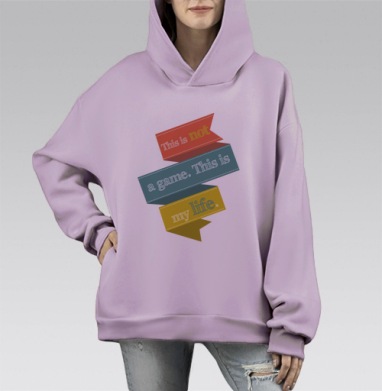 Это не игра. Это моя жизнь., Hoodie Mono Fiolet, оверсайз, утепленная