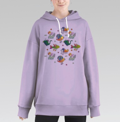 Фантастические животные, Hoodie Long Oversize Fiolet