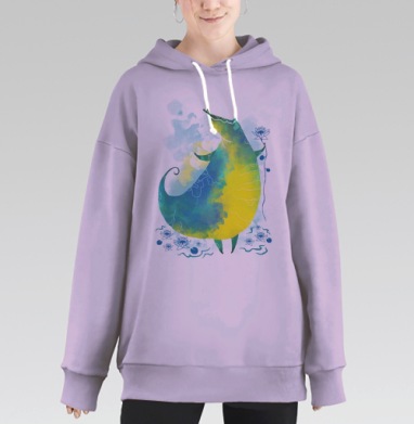 Фантастическое существо с лотосом в руках, Hoodie Long Oversize Fiolet