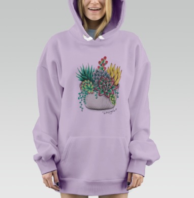 Флорариум с суккулентами, Hoodie Mjhigh Dig Mel, Fiolet, утепленная