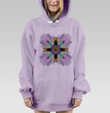Flower mandala / Цветочная мандала, Hoodie Mjhigh Dig Mel, Fiolet, утепленная