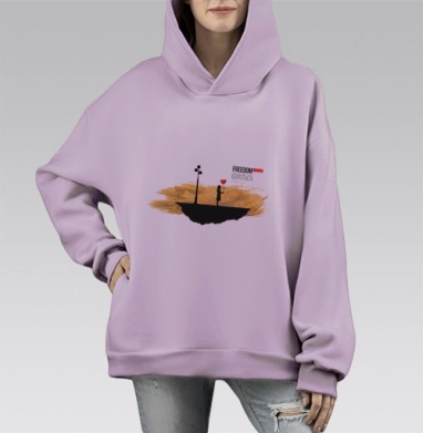 freedom_girl / Свободная девушка, Hoodie Mono Fiolet, оверсайз, утепленная