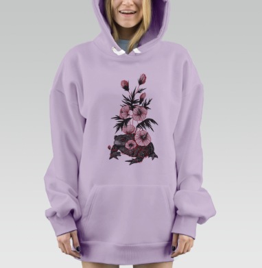 Жаба и цветах, Hoodie Mjhigh Dig Mel, Fiolet, утепленная