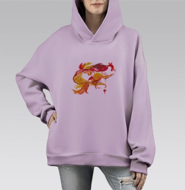 Жар птица, Hoodie Mono Fiolet, оверсайз, утепленная
