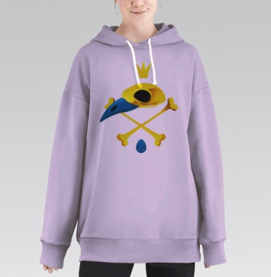 Жёлтый череп с короной на чёрном фоне, Hoodie Long Oversize Fiolet