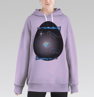 Женщина спасет мир, Hoodie Long Oversize Fiolet