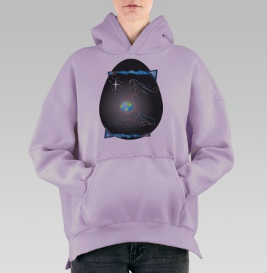 Женщина спасет мир, Hoodie Oversize Fiolet, утепленная