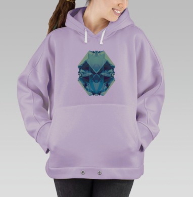 Геометрическая кристаллическая маска в светлых тонах, Hoodie Oversize Fiolet