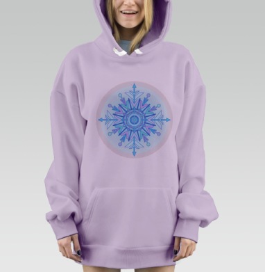 Геометрическая снежинка в стиле абстракции, Hoodie Mjhigh Dig Mel, Fiolet, утепленная