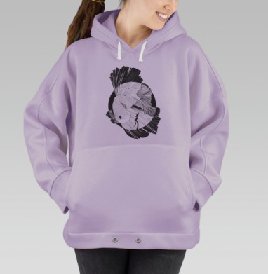 Гигантская рыба-бетта и погружение человека, Hoodie Oversize Fiolet