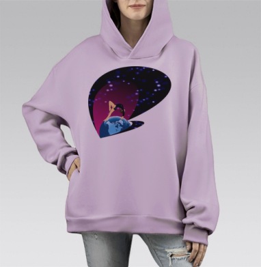Гимнастка, Hoodie Mono Fiolet, оверсайз, утепленная