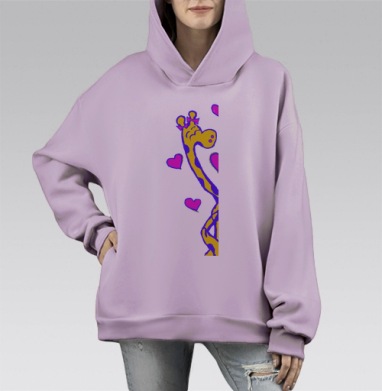 ЖИРАФИКИ (жен.), Hoodie Mono Fiolet, оверсайз, утепленная