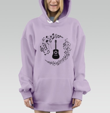 Гитара и ноты, Hoodie Mjhigh Dig Mel, Fiolet, утепленная