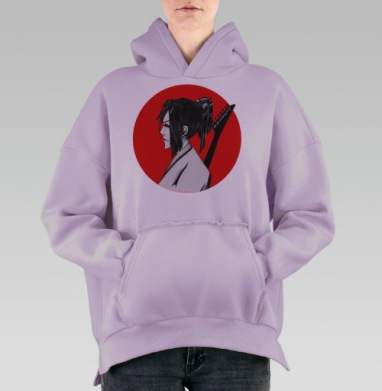 Гитарист Самурай, Hoodie Oversize Fiolet, утепленная