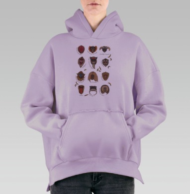 Год обезьян, Hoodie Oversize Fiolet, утепленная