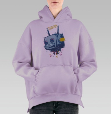 Голова робота, Hoodie Oversize Fiolet, утепленная
