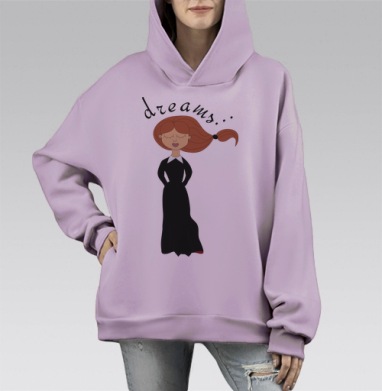 Голова в облаках, Hoodie Mono Fiolet, оверсайз, утепленная