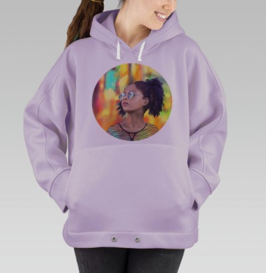Городская женщина в неоновом свете, Hoodie Oversize Fiolet
