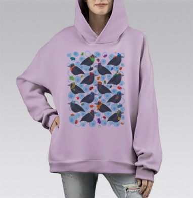 Грачи, Hoodie Mono Fiolet, оверсайз, утепленная