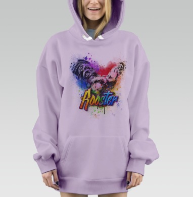 Граффити петух, Hoodie Mjhigh Dig Mel, Fiolet, утепленная